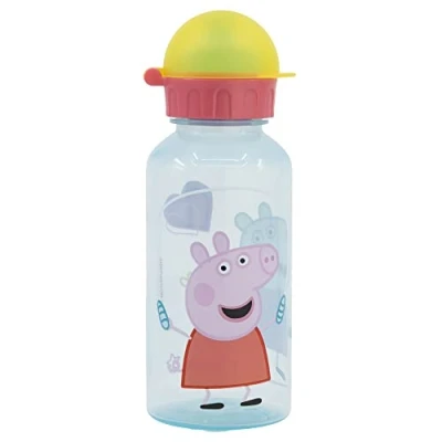 Imagen de Botella de agua reutilizable infantil plástico con tapa y capacidad 370 ml Peppa Pig