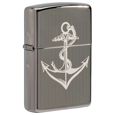 Imagen de ZIPPO Anchor Design Laser Engraved/Fancy Fill, Black Ice Mechero a Prueba de Viento, Recargable, en una Caja Regalo
