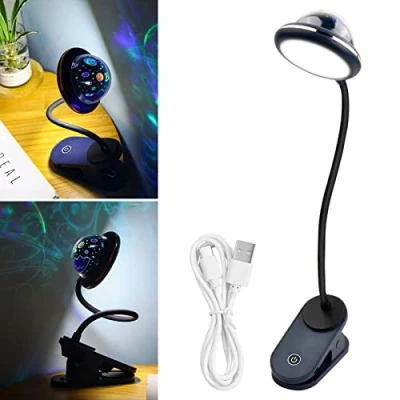 Imagen de Vesaneae Led Lampara Lectura Pinza,USB Lámpara de Escritorio con Cuello Cisne,Lámpara cama infantil,Regulable Cisne Lectura,para Cama,Escritorio,Cabecero(Azul)