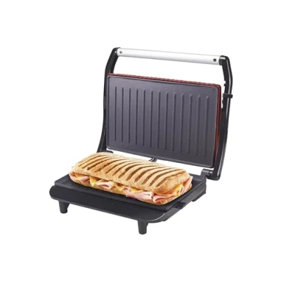 Imagen de BEPER P101TOS002 Parrilla Eléctrica/Panini/Sándwich, 850W, Placa antiadherente, Mango termoaislante, Rojo