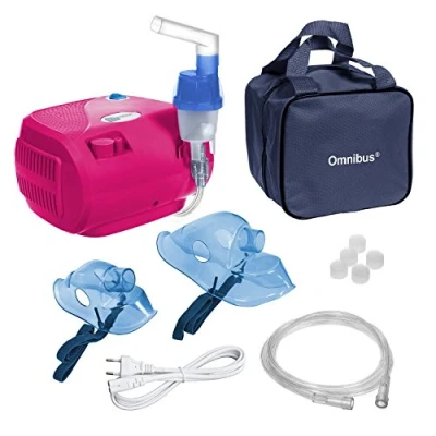 Imagen de Omnibus BR CN116B Nuevo Inhalador compresor nebulizador compacto para inhaladores bebe electrico, Rosa
