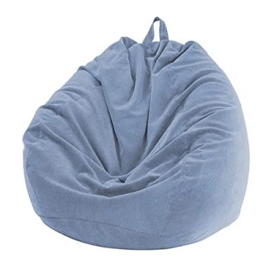 Imagen de Chickwin Funda de puf, Pera, sillón Pera sin Relleno, para Exterior e Interior, relajación, Chaise Longue salón, Dormitorio cojín (Azul Gris, 70 x 80 cm)
