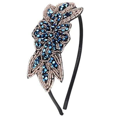 Imagen de ArtiDeco 1920 Diadema de los años 20 para mujer, accesorio disfraz Gatsby Stil2 azul. Talla única