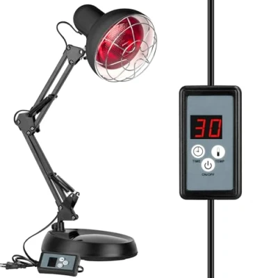 Imagen de Zrwuldu Lámparas Infrarrojas, 100W de Calor Infrarrojo, Emisor Rojo, Luz Roja con Temporizador, Brazo Soporte Ajustable