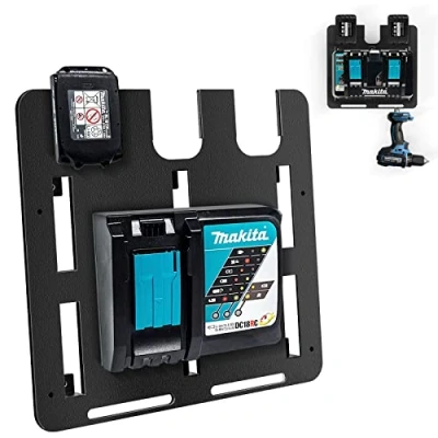 Imagen de soporte de pared para baterías y cargadores Makita, pared, 3 pilas estable cargador Makita atornillador batería taller garaje