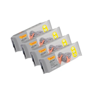 Imagen de Jovi Kit Air Dry de 4 Unidades Pasta para modelar, Secado al Aire sin Horno, Color Gris, 1kg (P86G/4)