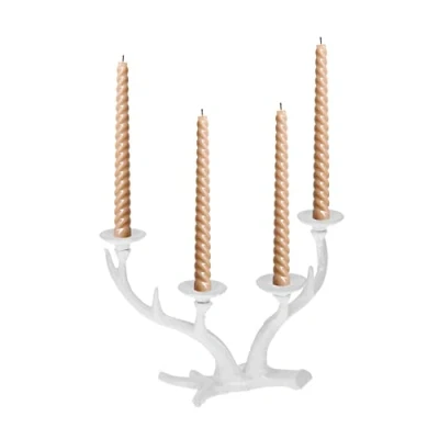 Imagen de Relaxdays Candelabro Cuerno Venado, Porta Velas Vintage, 4 Brazos, Hierro Fundido, 13x22x10,5cm, Blanco