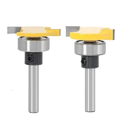 Imagen de WSOOX Juego de 2 brocas 6 mm para carpintería, cortador router con rodamiento madera, fresa ranura, en forma T madera trabajos