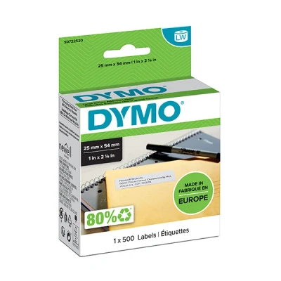Imagen de DYMO LW etiquetas auténticas de dirección del remitente grandes 25 mm נ54 rollo 500 con reverso fácil retirar autoadhesivas para etiquetadoras LabelWriter