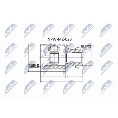 Imagen de NTY NPW MZ 023 Junta Homocinética Transmisión automática Eje delantero, derecha, lado de engranaje MAZDA: MX 3, 3 Hatchback, Berlina