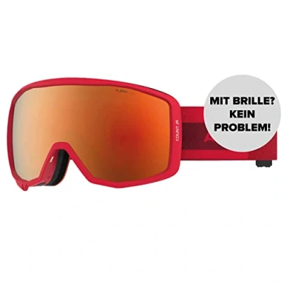 Imagen de Atomic Máscara de esquí Para niños, tiempo nublado a soleado, Montura júnior, Doble lente esférica, Compatible con gafas vista, Count JR Spherical, Rojo/Rojo Flash, AN5106106