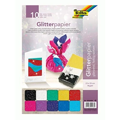 Imagen de Folia 830409 Papel brillante para manualidades (70 g / m², 23 x 33 cm, 10 hojas), colores variados [importado de Alemania] , color/modelo surtido