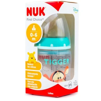 Imagen de Nuk biberon fc+ winnie the pooh latex m 0 6 azul 150 ml 1 ud