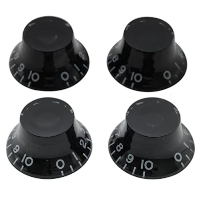 Imagen de Musiclily Métrica 6mm Botones de Potenciómetros Top Hat Knobs Perillas Control para Guitarra Eléctrica Epiphone Les Paul, Negro(4 Piezas)