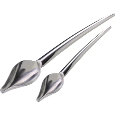 Imagen de Juego de 2 cucharas decoración plumas, cuchara pluma para decoración, acero inoxidable, plata, 19/23 cm