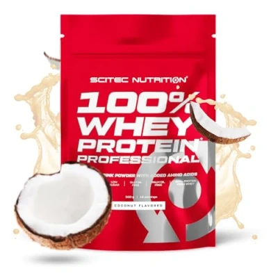 Imagen de Scitec Nutrition 100% Whey Protein Professional Mejorada con Aminoácidos Extra y Enzimas Digestivas Sin gluten aceite de palma, 500 g, Coco