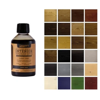 Imagen de Littlefair&#039;s Tinte para Madera 250ml Acabado Premium, Fácil de Usar y Limpiar Basado en Agua, Seguro Ecológico Disponible Muchos Colores Color: Roble claro