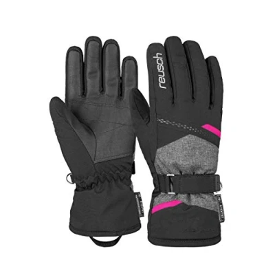 Imagen de Reusch Guantes de esquí Extra cálidos, Impermeables y Transpirables, Mujeres, Blck/Blck Melang/Pink GLO, 6.5
