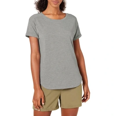 Imagen de Amazon Essentials Camiseta Studio Ligera, Holgada y con Cuello Redondo (Disponible en Tallas Grandes) Mujer, Gris Chiné Moyen, XS