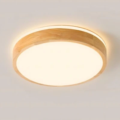 Imagen de YYUTLUO lámpara de techo LED madera, madera natural redonda con brillo superior 360​​, Blanco cálido 3000K, 18W 1600lm, Salón Cocina Comedor Pasillo Hogar Oficina Habitación (Ø30cm)