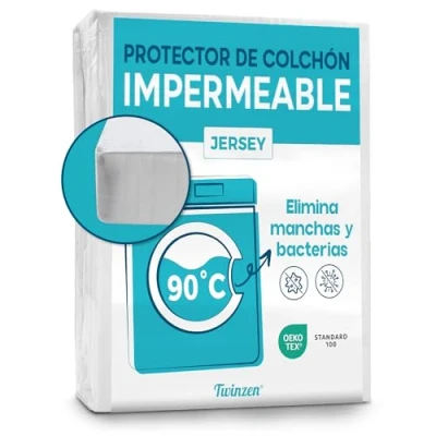 Imagen de Twinzen Funda Colchon 150x200 cm Protección Impermeable y Transpirable Cubre