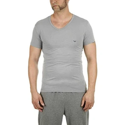 Imagen de Emporio Armani V NECK 2 PACK Camiseta básica, Hombre, Talla: XL, Black/gray