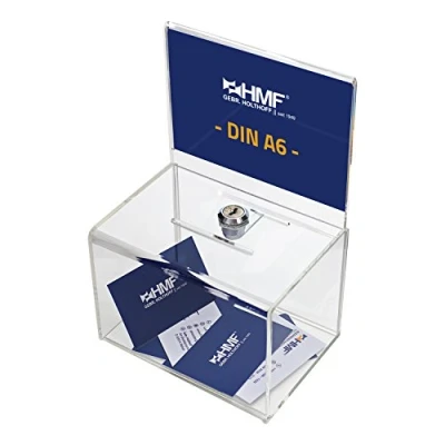 Imagen de HMF 46912 Caja de donación acrílico con inserto hojas 15,5 x 11 cm Din A6 Transparente