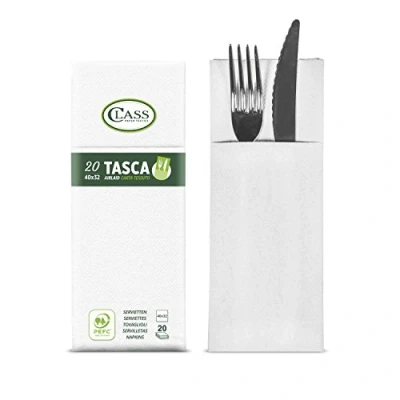 Imagen de Class c4032ta 0 pefc Airlaid Servilletas Bolsillo Cubiertos, Papel, Blanco, 40 x 32 0.8 cm, 20 Unidad