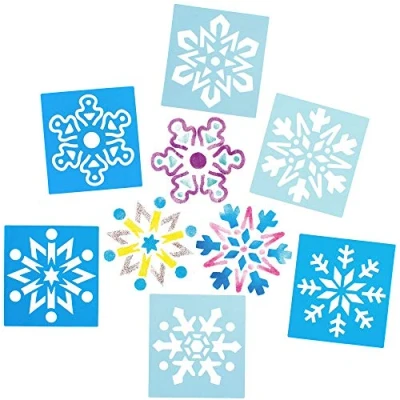 Imagen de Baker Ross AX404 Plantillas Lavables De Copos Nieve Paquete 8, Suministros Pintura Para Proyectos Arte Y Manualidades Niños