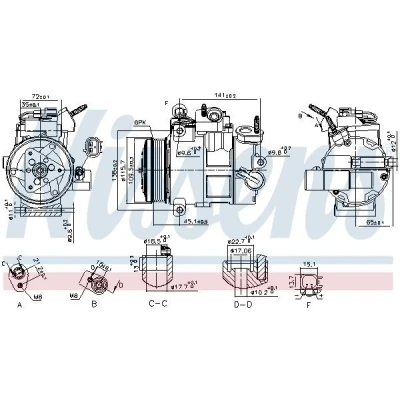Imagen de NISSENS 890800 Compresor de Aire Acondicionado 7SBH17C 12 PAG 46 R 134 a FORD: Tourneo Connect / Grand V408 Familiar
