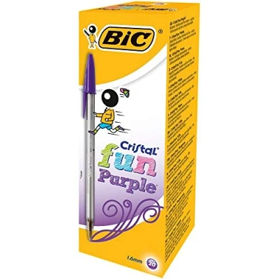 Imagen de BIC Cristal Fun bolígrafos Punta Ancha (1,6 mm) Morado, Caja de 20 unidades