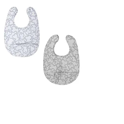 Imagen de TOUS BABY Set 2 baberos plastificados de la colección Home Kaos para tu Bebé. Color Celeste y Gris. (0/36 meses) (Celeste)
