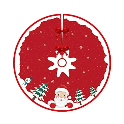 Imagen de Falda del Árbol de Navidad, para árbol Navidad en Rojo, Redonda, Alfombra 90 cm (C)