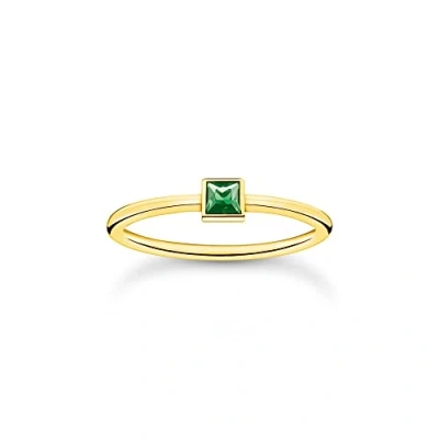 Imagen de THOMAS SABO Anillo para mujer con Piedra verde y oro de Plata ley 925, amarillo 750 TR2395 472 6, 48, ley, cristal.