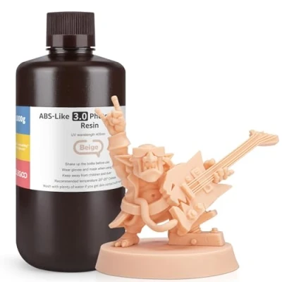 Imagen de ELEGOO Resina ABS Like 3.0 de 405 nm, Rápida UV LCD Alta Precisión, No Quebradiza, Tóxica para Impresora 3D LCD/DLP Fotopolímero 1000g Beige