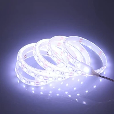 Imagen de pcning Tira LED 12V IP68 5M Kit 5050 Silicona Impermeable Subacuática 6000K Blanco frio con Adaptador de corriente 110V 220V (Blanco frio, 5.00)