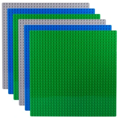 Imagen de Apostrophe Games Bloques de Construcción Placas Base Clásica Compatibles con Todas Las Principales Marcas (Paquete 6 (Verde, Azul, Gris))