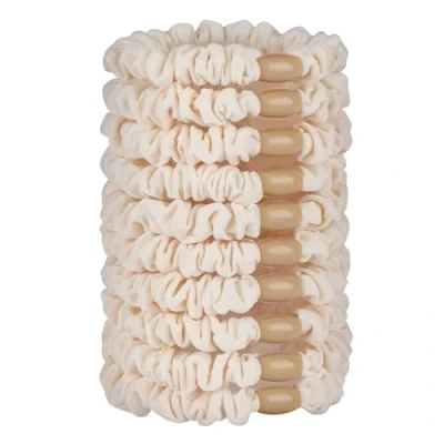 Imagen de JessLab Scrunchy Corbatas de Cabello, 10 Pcs Cabello Satinado Seda Soportes Cola Caballo Gentle Elástico sin Daño Bandas para Niñas Mujeres Damas, Beige