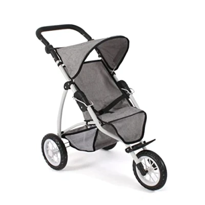 Imagen de Bayer Chic 2000 Cochecito de muñecas Leon, Jogging Buggy, para niños 4 a 8 años, Vaqueros Grises
