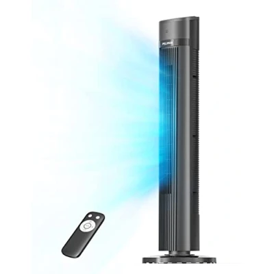 Imagen de Pelonis Ventilador de Torre con Mando a Distancia, 45W Silencioso, 102CM Altura, 90 Oscilación, 3 Velocidades, Modos, Temporizador 15 Horas, pie, Negro