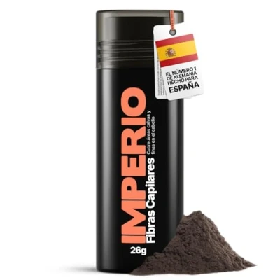 Imagen de IMPERIO Fibras Capilares y Densificador de Cabello Algodón natural. Llena engrosa su Microfibras en Polvo Para Mujeres Hombres 26g (Castaño Oscuro)