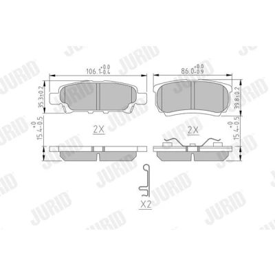 Imagen de JURID 572547J Juego de pastillas freno con avisador acústico desgaste sin accesorios MITSUBISHI: Lancer 8 Limousine, 7 Limousine