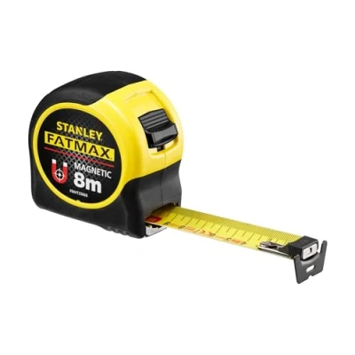 Imagen de STANLEY FATMAX Flexómetro Blade Armor Classic Magnético 8m, Cinta Ancha 32mm, Blindaje Termoplástico y Recubrimiento Mylar, Anti Abrasión Corrosión, ‎FMHT0 33868