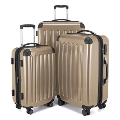 Imagen de HAUPTSTADTKOFFER Alex Tsa R2 Juego de 3 maletas, Maletas rígidas, Trolley, Equipaje viaje mate, Set viaje, TSA, 4 ruedas dobles (S, M y L), Champán