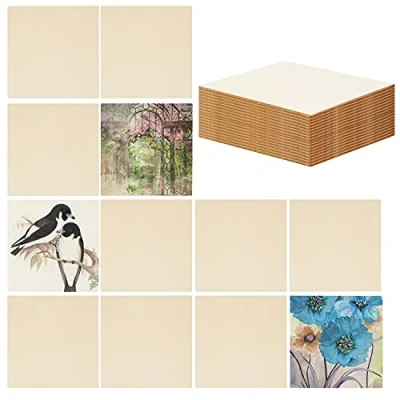 Imagen de Belle Vous Cuadrados en Blanco Maderas para Manualidades (Pack de 30) 10 x cm Madera Lisos 2,5 mm Grosor Posavasos, Pintar, Pirograbado Sin Acabado
