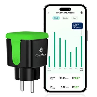 Imagen de Enchufe Inteligente GreenSun Exterior Alexa Wifi con Medidor Consumo Temporizador Programable compatible Google Home 16A 2,4 GHz