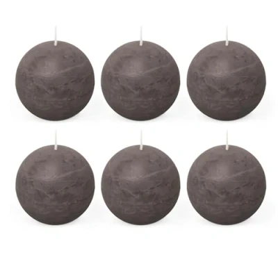 Imagen de Spaas 6 Velas rústicas sin Perfume, 24 Horas, Color Gris Pardo, Cera de parafina, marrón Topo, D x H 80 mm