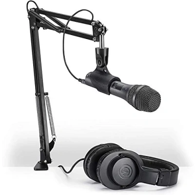 Imagen de Audio Technica AT2005USBPK Paquete de micrófono Vocal para Streaming/podcasting, Incluye Salidas USB y XLR, Brazo Ajustable Auriculares Monitor, Color Negro