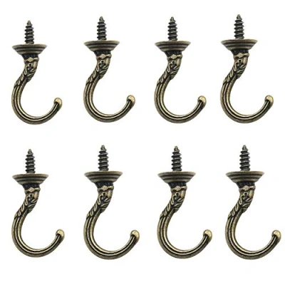 Imagen de mciskin ganchos de tornillo pared para techo Vendimia,Ganchos colgar en el techo, resistentes al viento, rosca, atornillables(8 piezas/bronce)