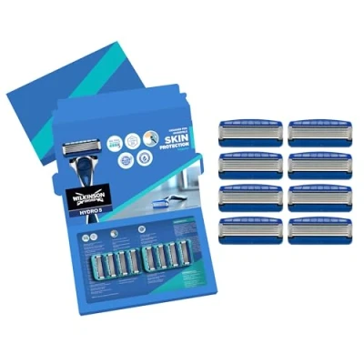 Imagen de Wilkinson Sword Hydro 5 Skin Protection Regular 8 Recambios De Cuchillas Afeitar Hojas Con Banda Lubricante Enriquecida Pro Vitamina B5, Compatible Para Cualquier Maquinilla